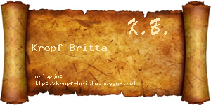 Kropf Britta névjegykártya